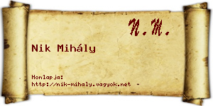 Nik Mihály névjegykártya