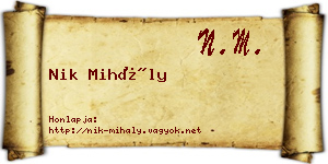 Nik Mihály névjegykártya